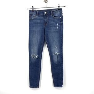 Old Navy Women 2 Jeans Rockstar Super Skinny Dark Wash Distressed Stretch